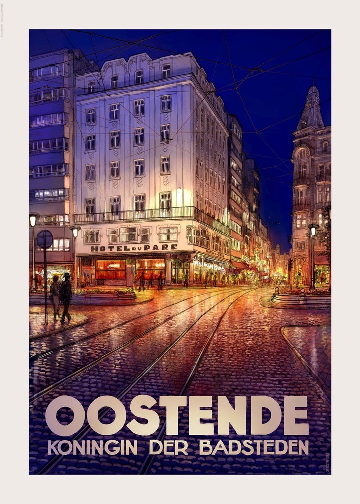 Joris Mertens Poster - Oostende (Nacht)